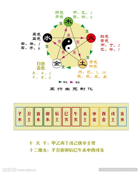 天干地支属性|天干地支五行对照表图 阴阳五行